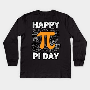 Happy Pi Day Mathematic Math Teacher Leopard Rainbow Kids Long Sleeve T-Shirt